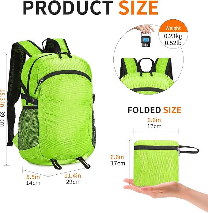 Small Hiking Daypack, 15L Water-Resistant Hiking Backpack Packable Lightweight - Image 2