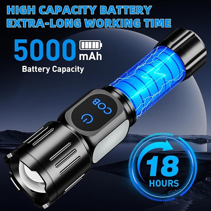 Rechargeable LED Flashlight, Super Bright 99000 High Lumens Flash Light - Image 6
