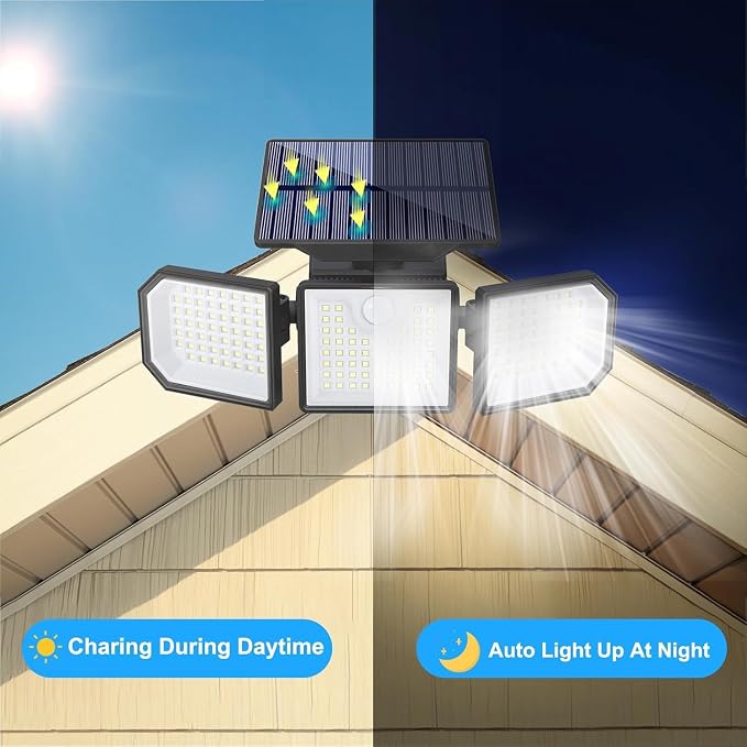Solar Lights Outdoor with Motion Sensor, 2500LM 167 LED Security Lights with - Image 3