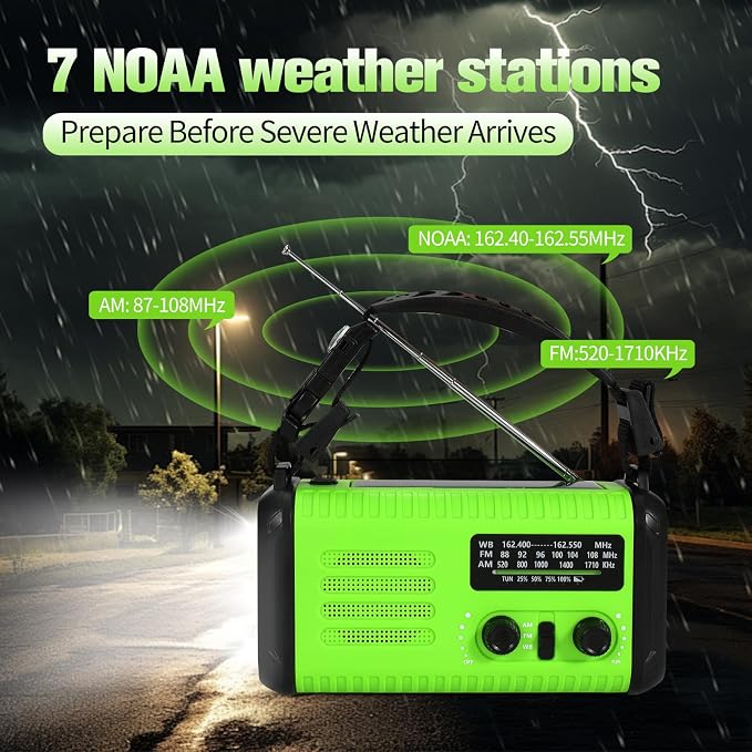 20000mAh / 74000mWh Emergency Crank Radio, NOAA/AM/FM Portable Weather Radio - Image 4