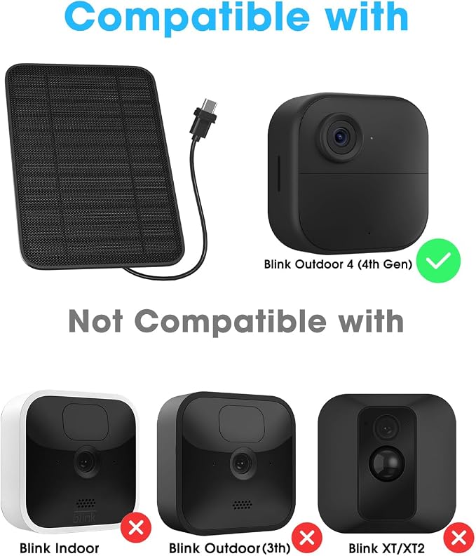 5W Solar Panel Compatible with Blink Outdoor 4/Outdoor 2K+ Camera, Solar Panel - Image 2