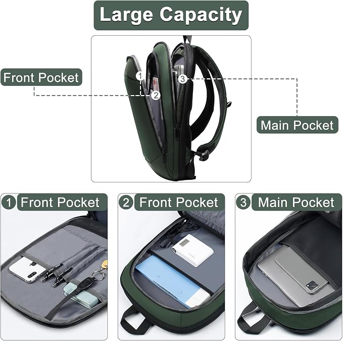 Business Backpack 17 Inch Slim Expandable Waterproof Travel Laptop Backpacks - Image 4