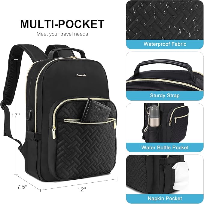 LOVEVOOK Laptop Backpack for Women, Stylish Quilted Backpacks Purse for - Image 3