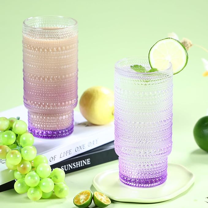 Large Capacity 16 oz Hobnail Drinking Glasses Set of 6, Vintage Glassware - Image 5