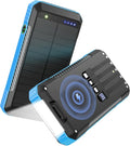 Solar Power Bank 33800mAh with Super Bright LED Flashlight, Built-in 4 Cables & by Unknown