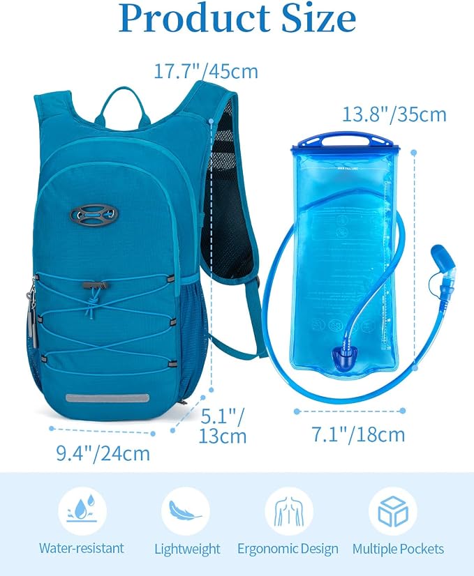 Hydration Backpack with 2L Water Bladder, Hiking Water Backpack - Image 2