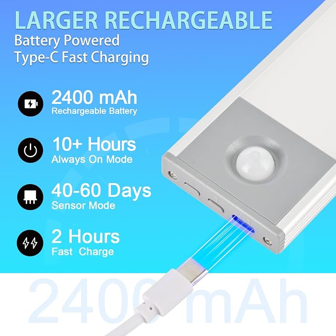 Under Cabinet Lighting, 2400mAh Motion Sensor Light Indoor, 160lm - Image 3