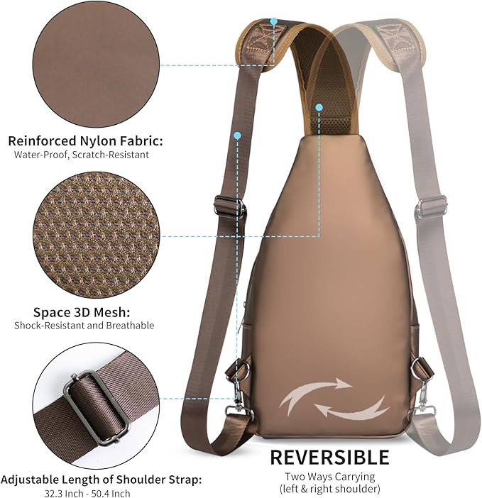AMJ Crossbody Sling Bag Men Women, Casual Shoulder Backpack, Chest Daypack - Image 4