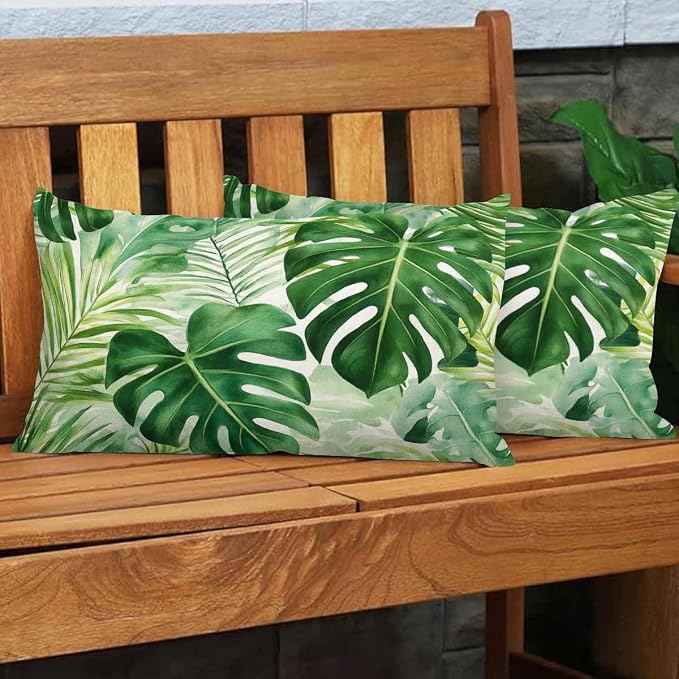 EKOBLA Throw Pillow Cover Green Tropical Palm Fern Leaves Jungle Foliage - Image 4