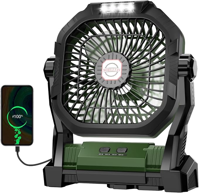 Camping Fan Rechargeable, 20000mAh Battery Powered Portable Fan by Unknown