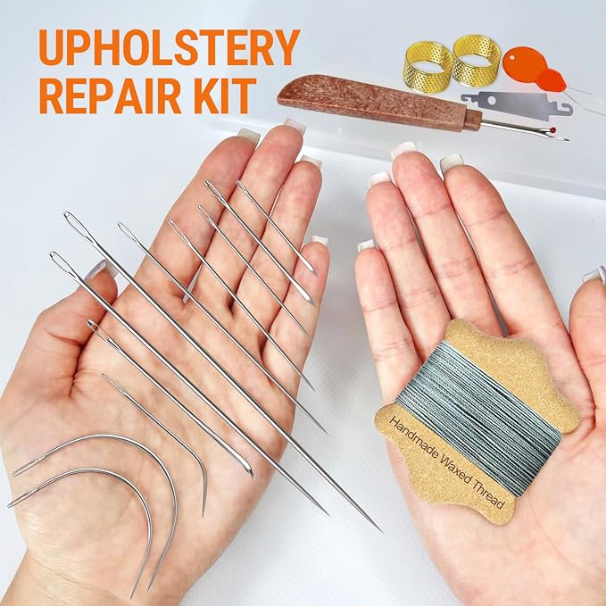 VONEEDL Upholstery Repair Kit: Waxed Sewing Thread & Heavy Duty Needles - Image 2