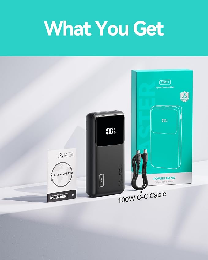 INIU Power Bank, 25000mAh 100W USB C Laptop Portable Charger, PD QC Fast - Image 6