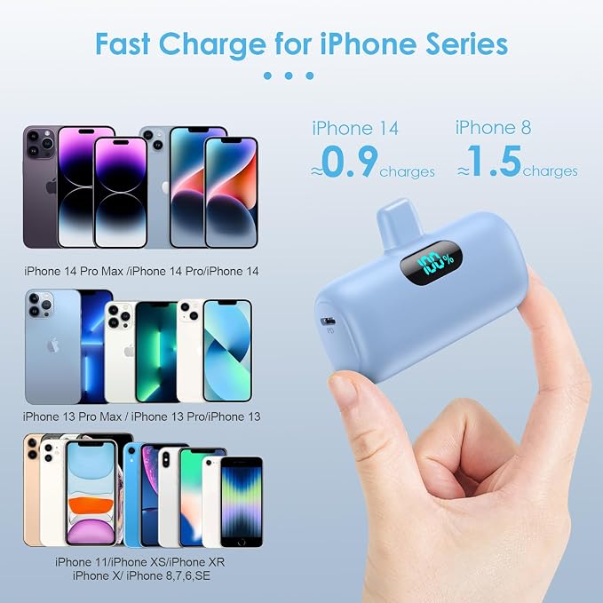 Mini Portable Charger for iPhone, Upgraded 5000mAh PD Fast Charging Battery Pack - Image 2
