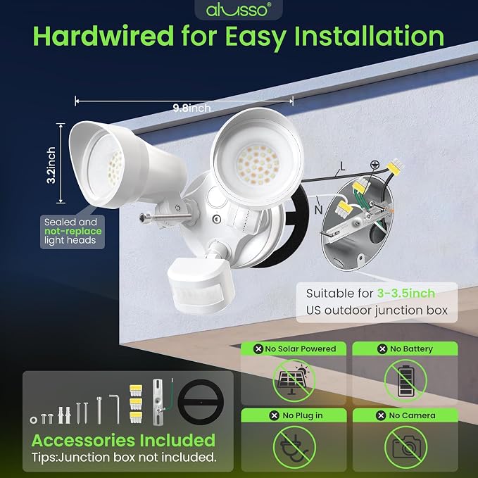 ALUSSO Motion Sensor Outdoor Lights, 30W 3500LM Flood Lights Outdoor 120V - Image 2