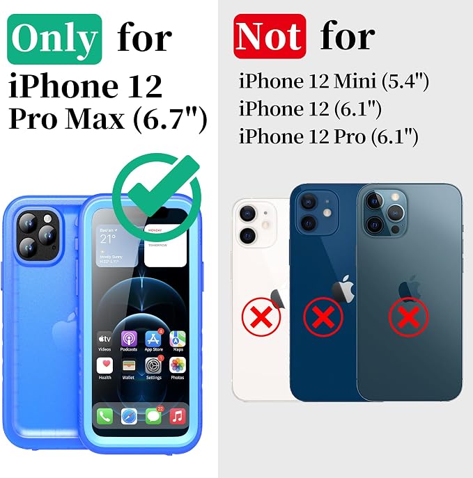 Cozycase Compatible with iPhone 12 Pro Max Waterproof Case - Image 2