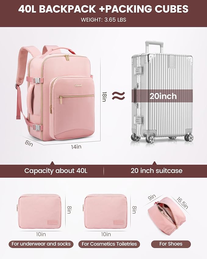 LOVEVOOK Travel Backpack for Women & Men 40L, Airline Approved Carry On - Image 5