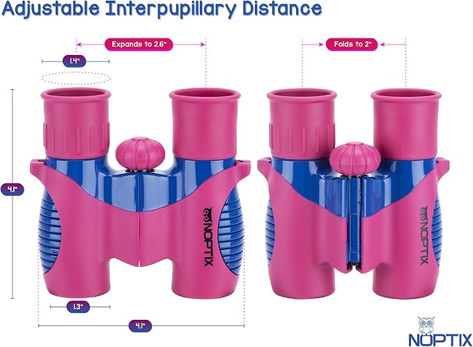 Binoculars for Kids, Girls or Boys Real Kids Binoculars in Vibrant Pink Blue - Image 4