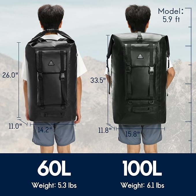 Haimont Large Waterproof Dry Backpack IPX7 Roll-top Dry Marine Dry Bag - Image 6