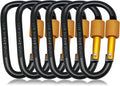6 Pack Small Locking Carabiner, 3 Inch Aluminum D-Shape Snap Hook by MORNLIGHT