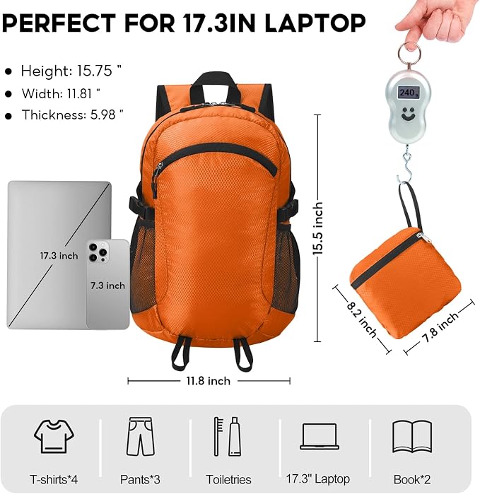 Small Hiking Backpack 15L Travel Lightweight Hiking Packable Daypack - Image 5