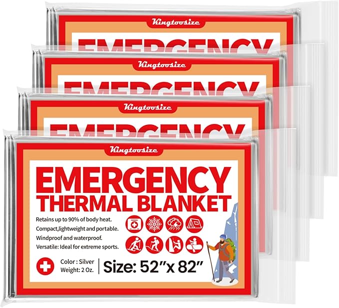 Emergency Thermal Blanket, Mylar Space Blanket Survival Kit by KingtooSize