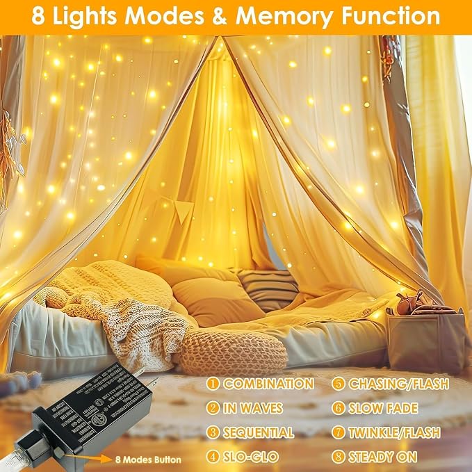 Warm White ⇋ Multicolor 66Ft 200LED Christmas Fairy Lights Plug in - Image 4