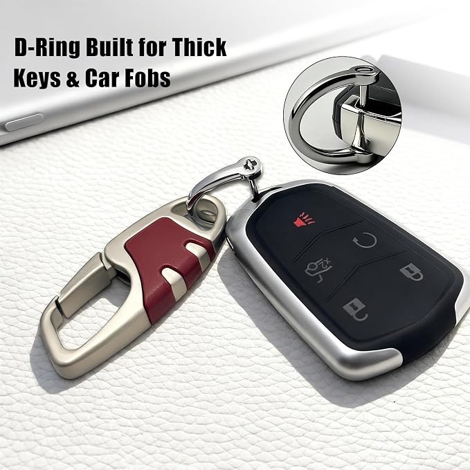 Keychain with Carabiner Clip, 4 Heavy Duty Key Rings and D Ring - Image 2