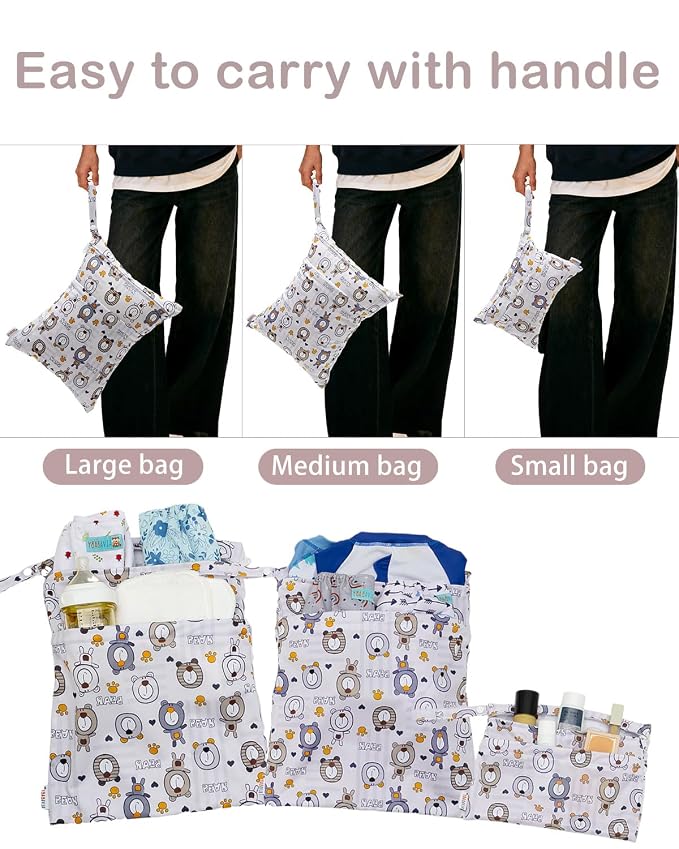 ALVA ALVABABY 3pcs Cloth Diaper Wet Dry Bags Waterproof Reusable - Image 6