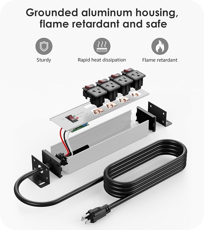 CCCEI Heavy Duty Surge Protector Power Strip 20 Amp Individual Switches. 25FT - Image 6