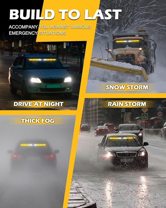 HLauto 604N Emergency Dash Strobe Lights: 2x16.8 inch Amber Security Light - Image 7