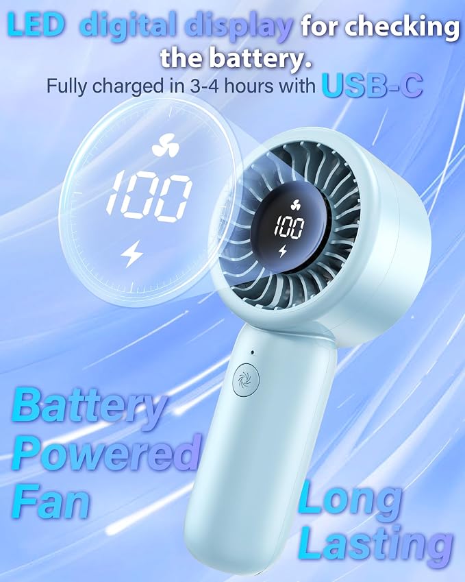 Portable Handheld Fan Personal Small Turbo Hand Fan Powerful, USB Rechargeable - Image 4