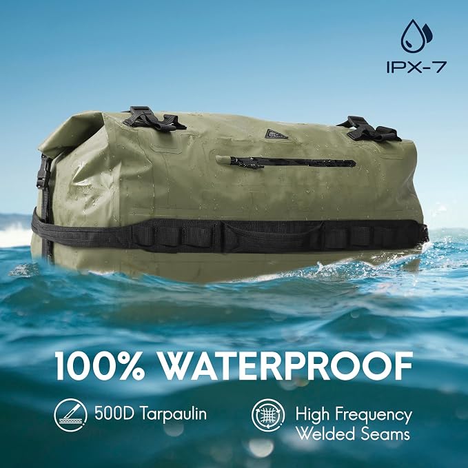 Haimont Large Waterproof Duffel Backpack Roll-Top Heavy Duty Dry Duffle Bag - Image 2