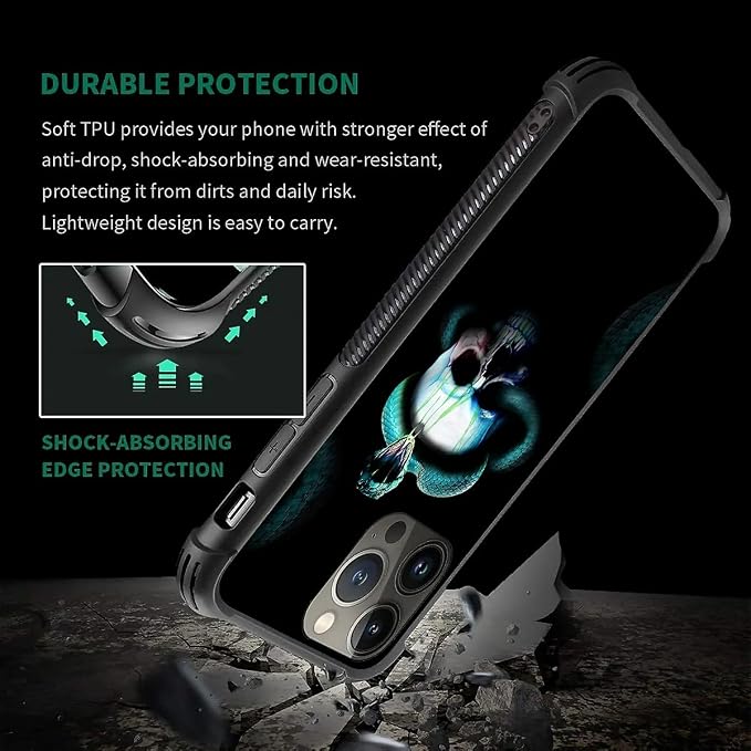 for iPhone 13 Pro Max Case, Skeleton Winding Snake Pattern Graphic Design Girl - Image 6