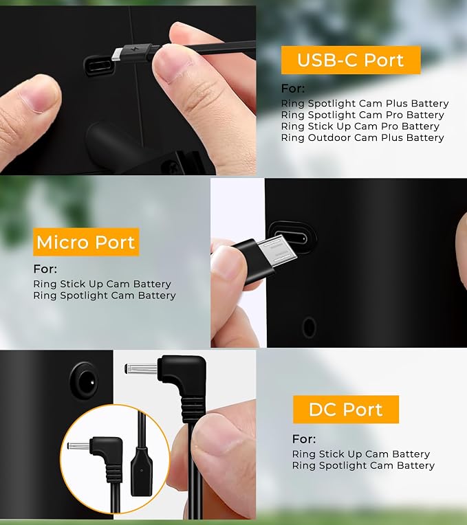 8W Solar Panel for Ring Camera, Spotlight Cam Battery, Includes Barrel Plug to - Image 5