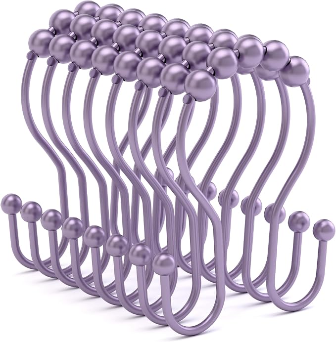 Bathway Shower Curtain Hooks, Shower Curtain Rings Rust Proof Double Hook by Bathway