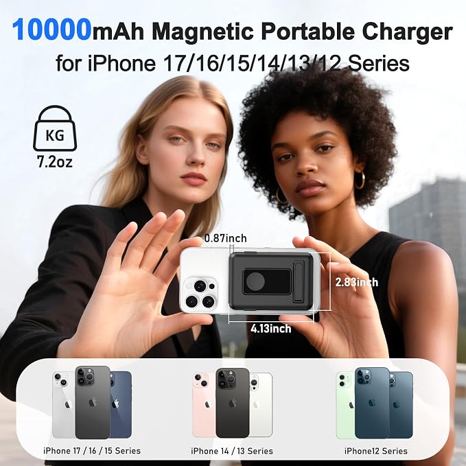 Magnetic Portable Charger, 10000mAh Wireless Power Bank - Image 4