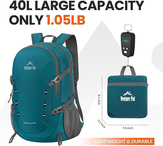 Venture Pal 40L Lightweight Packable Travel Hiking Backpack Daypack - Image 5