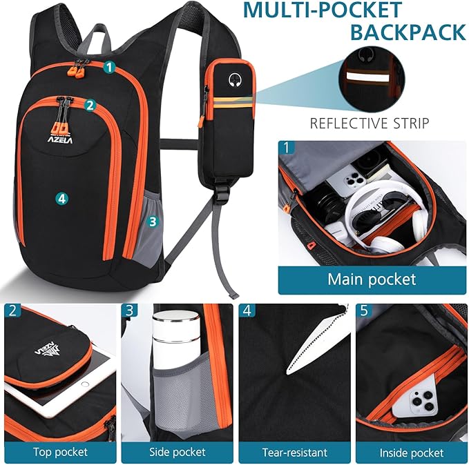 Esup 15L Small Hiking Backpack Foldable Lightweight Travel Day Pack Packable - Image 3