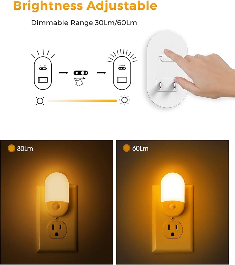 L LOHAS LED Amber Night Light, 4 Pack, Night Lights Plug into Wall Motion Sensor - Image 2
