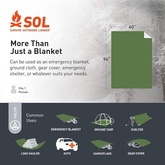S.O.L. Survive Outdoors Longer 90% Heat Reflective Heavy-Duty Emergency Blanket - Image 7
