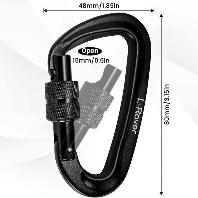 3 Heavy Duty Carabiner Clips 12kN-Lightweight Locking Carabiners - Image 3