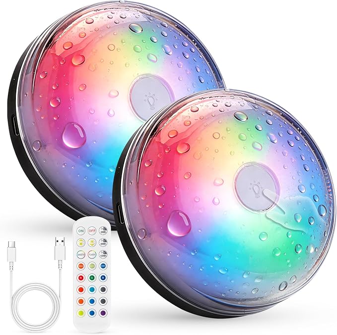 Combuh Rechargeable RGB Ambient Shower Light Waterproof Inside, 15 Color by Combuh