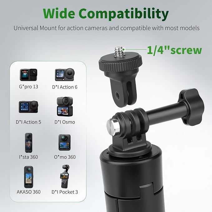 JOILCAN 25.2" Selfie Stick Tripod, Action Camera Vlog Tripod, Portable Handle - Image 6