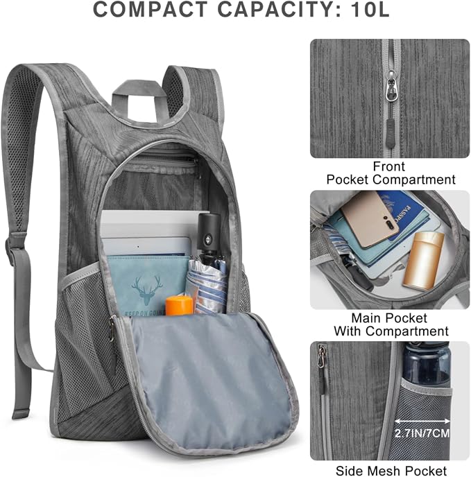 G4Free 10L Hiking Backpack Small Travel Hiking Daypack Lightweight Packable - Image 3