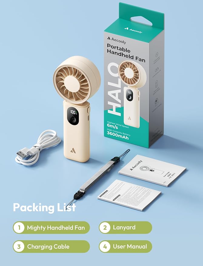 Aecooly Mighty Portable Handheld Fan | 20H Max Cooling Time | 3 Flexible Modes - Image 9