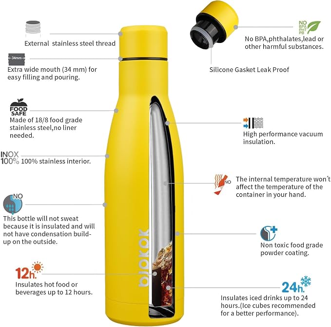 BJPKPK 17oz Insulated Water Bottles Stainless Steel Sports Water Bottles Keep - Image 3