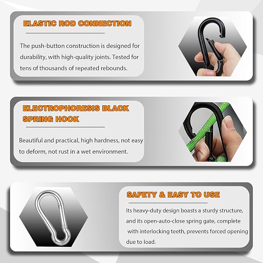 60PCS M5 Heavy Duty Carabiner Clip, 2Inch Snap Hook Quick Link Small Carabiner - Image 3