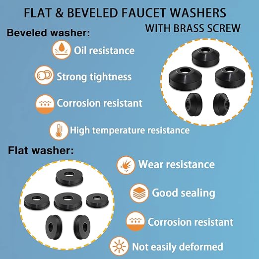 ZDBB 106 pcs Flat and Beveled Faucet Washers and Brass Bibb Screws Assortment - Image 4