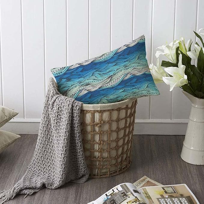 TKS MITLAN Abstract Wave Pillow Covers 12 x 20 Inch Ocean Sea Water Gradient - Image 6