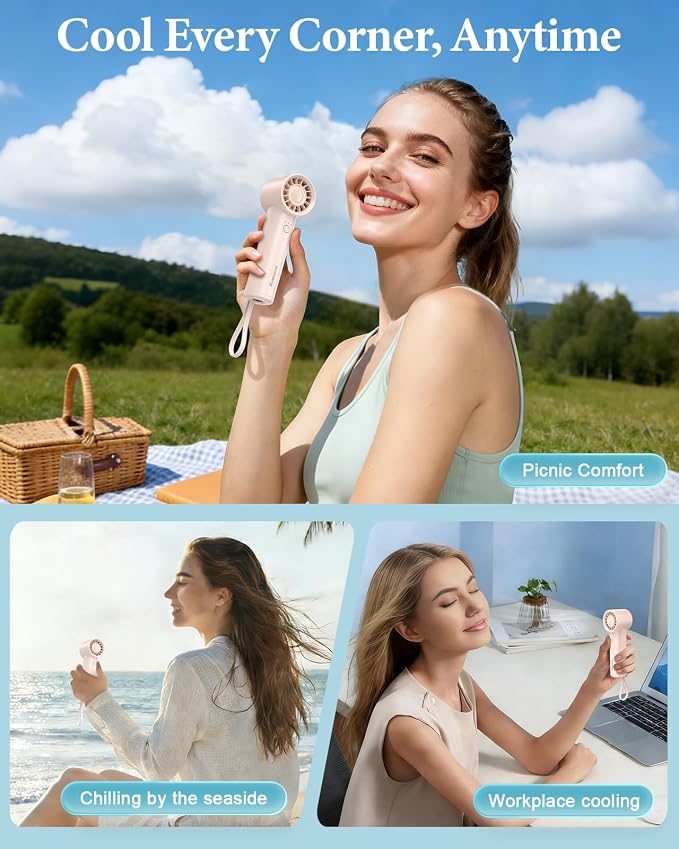 Portable Handheld Fan with Power Bank, 3 IN 1 USB Rechargeable Mini Personal - Image 5